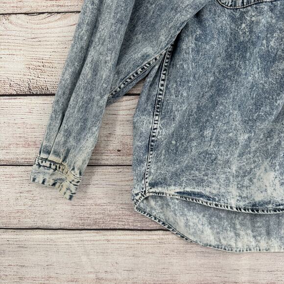 Vintage Edwin Denim Shirt Mens Large Acid Wash Blue Western Button Up Japan 90s - Picture 5 of 11